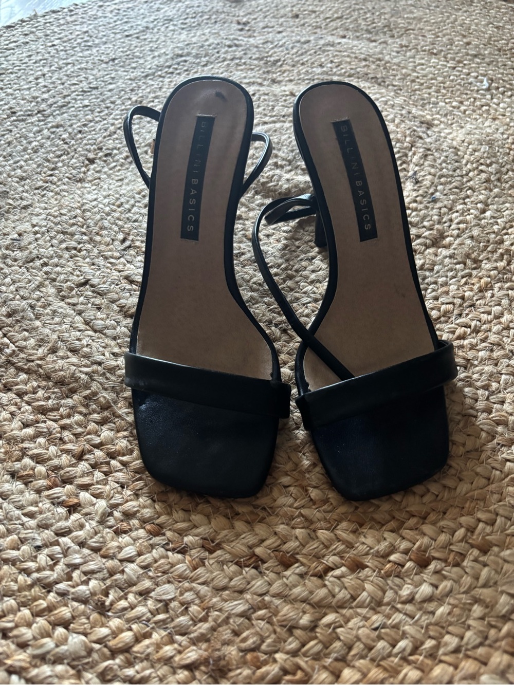 Billini Black Strappy Square-Toe Heeled Sandals
